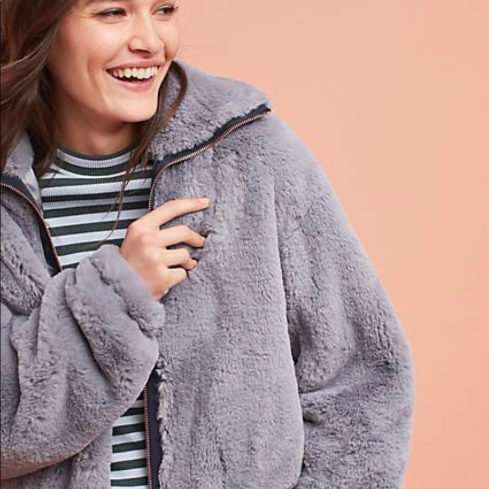 Anthropologie Faux Fur Jacket Size Small Elevenses